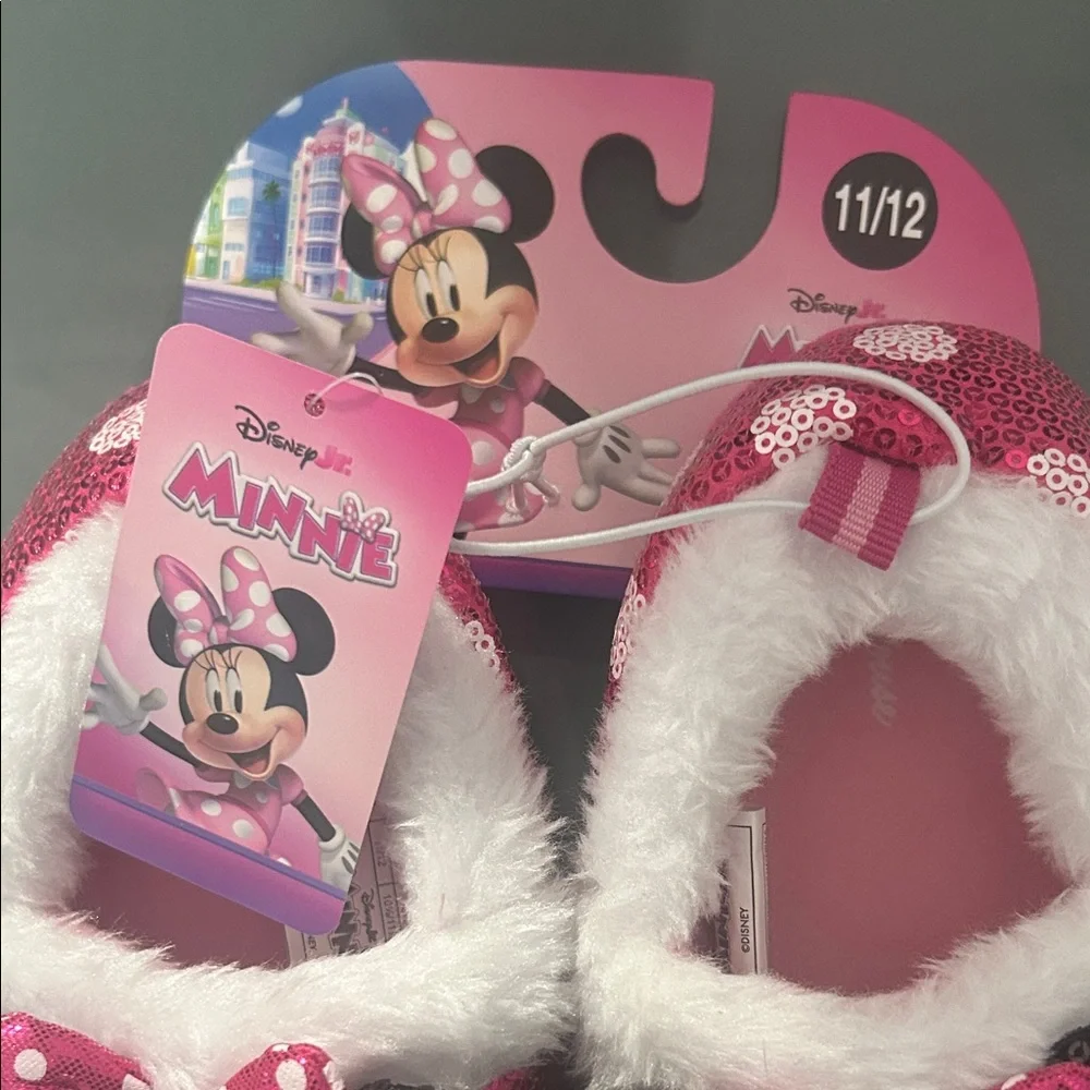 Disney Minnie Mouse Hot Pink Sequin Slippers Size 11/12 (Toddler) -  NWT